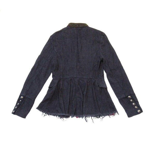 NWT Free People Lucy in in Black Fray Hem Embellished Military Jacket XS - Picture 5 of 5